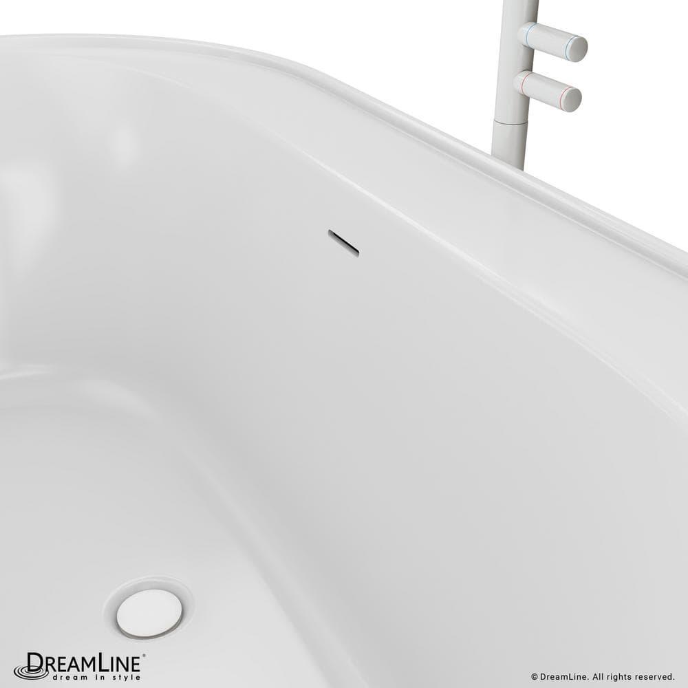 Essence 60 in. x 34 in. Freestanding Acrylic Soaking Bathtub with Center Drain in White