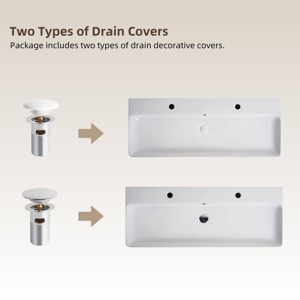 Los Flexi Los Flexi 43" x 16" Extra Large Trough Sink, Dual Faucet Holes, Wall-Mount Install, Pop-Up Drain WFLFBSTM04-01