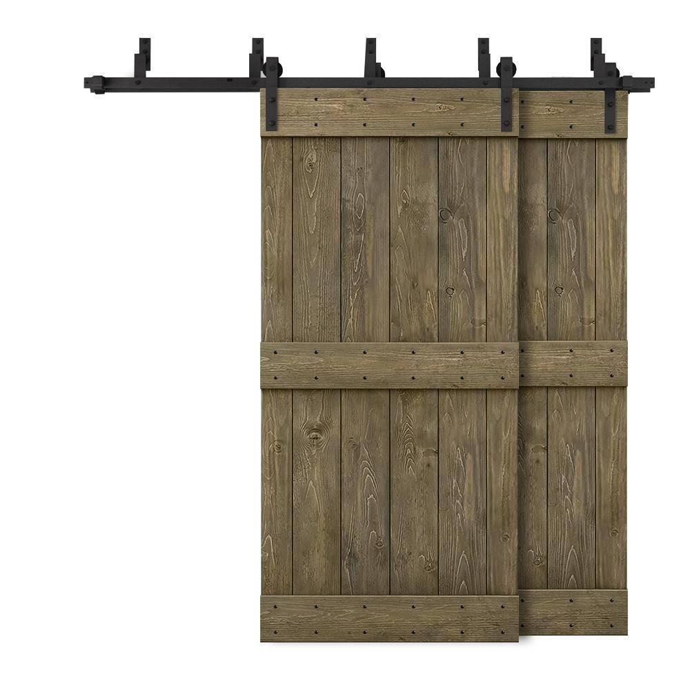 Calhome 84'' Solid Wood Paneled Painted with Installation Hardware Kit Barn Door