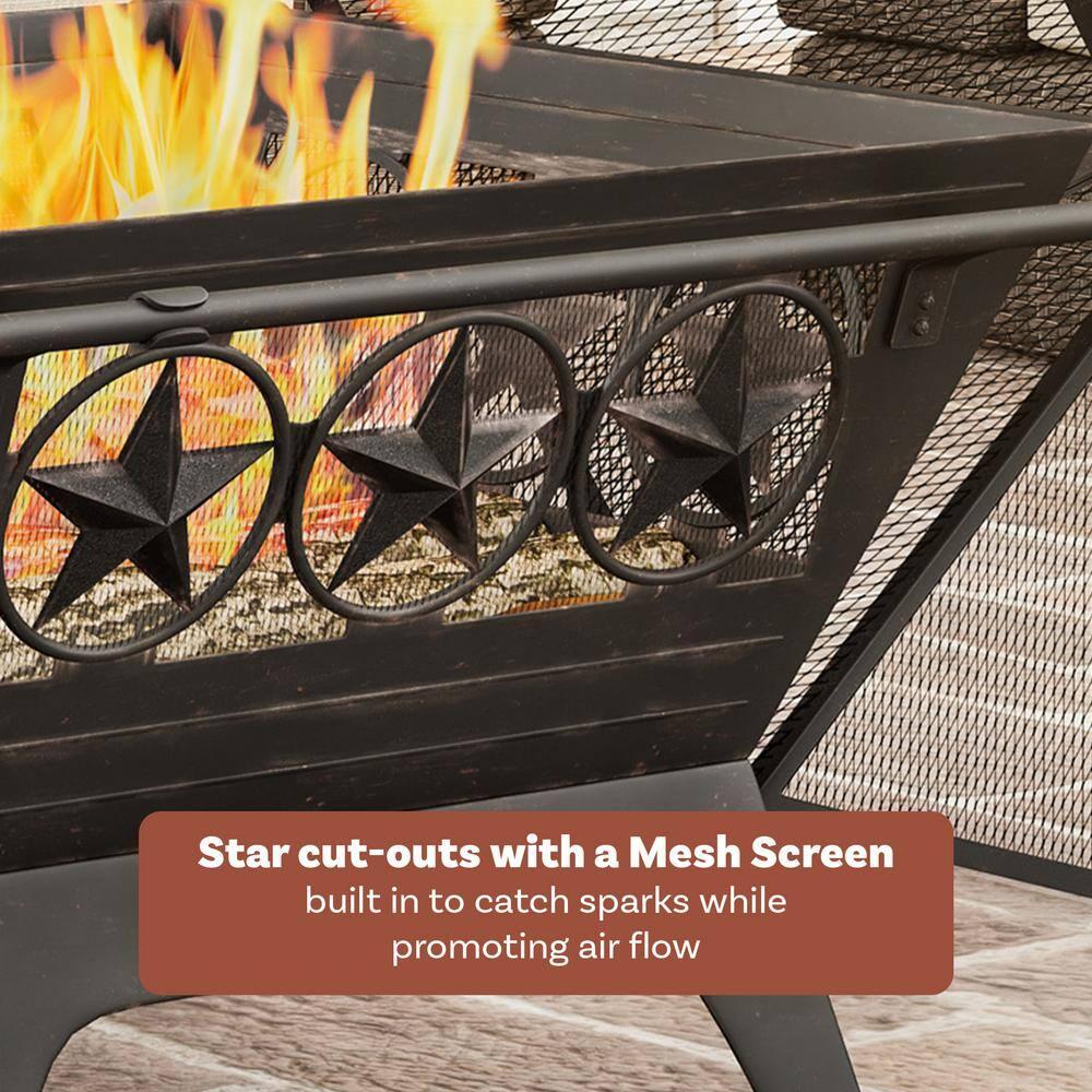 Pure Garden 32-Inch Square Outdoor Fire Pit - Star Wood Burning Firepit