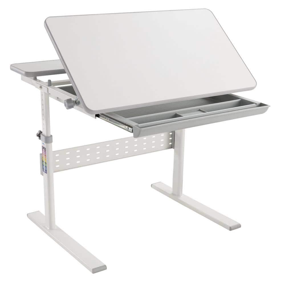 Mount-It! Kids Height Adjustable Desk | Plastic Finish | Grey