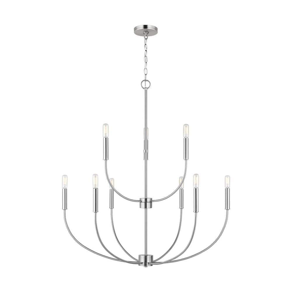 Greenwich Modern 9-Light Brushed Nickel Incandescent Chandelier