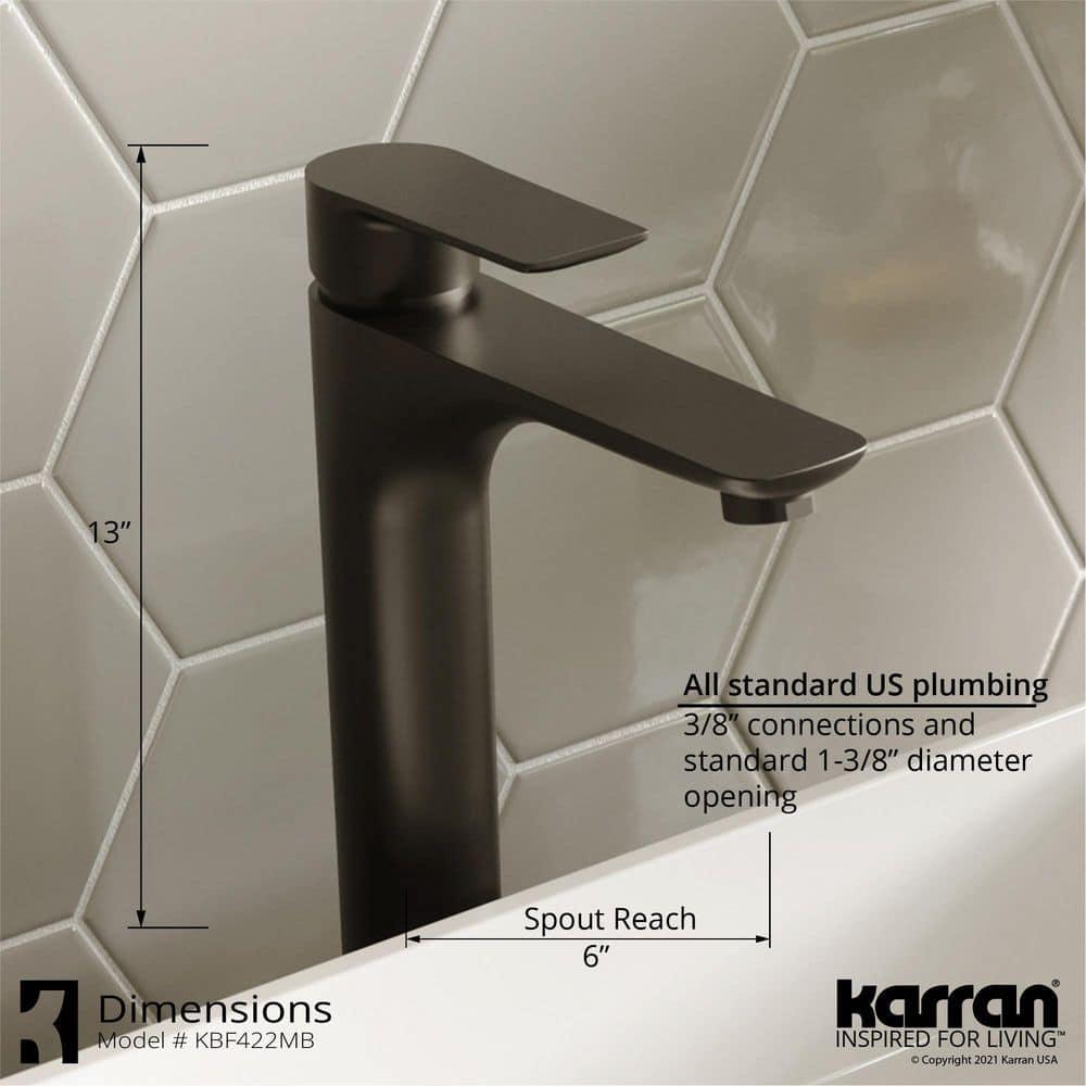 Karran Valera 16'' Vitreous China Vessel Bathroom Sink With Faucet and Drain in Matte Black
