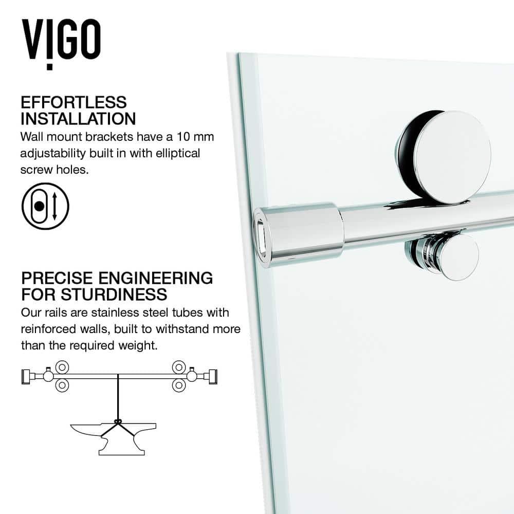 Elan E-Class 44-48" W x 76" H Sliding Frameless Shower Door with 3/8" Clear Glass