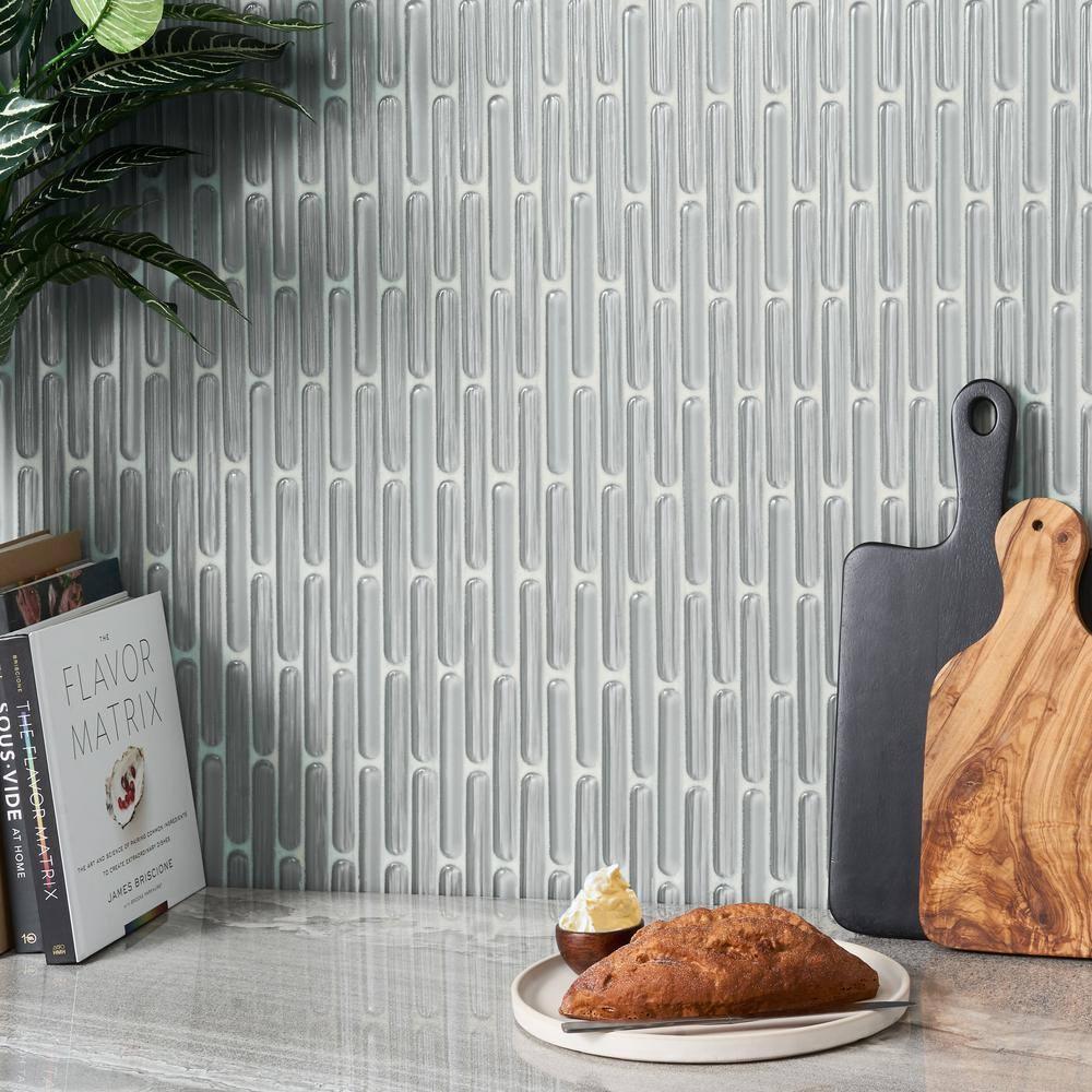 Reed 11.81 in. x 12.04 in. Polished Glass Wall Mosaic Tile (0.98 Sq. Ft. / Each)