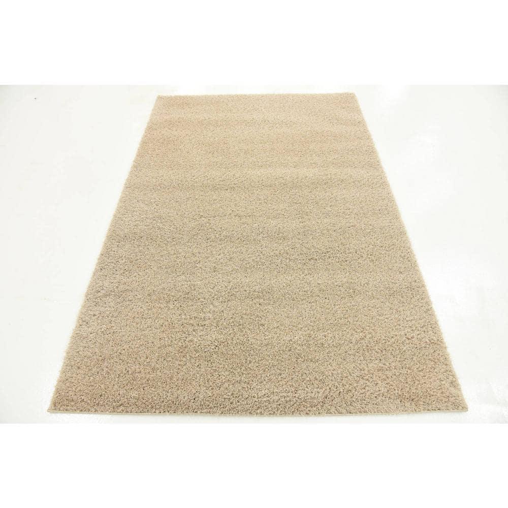 Unique Loom 4' 1 x 6' 1 Taupe Studio Solid Shag Sky Area Rug