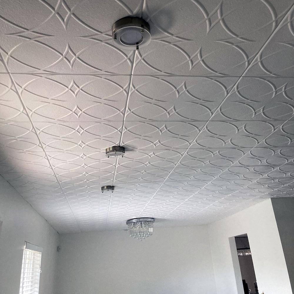 Circles and Stars 1.6 ft. x 1.6 ft. Polystyrene Glue-up Ceiling Tile