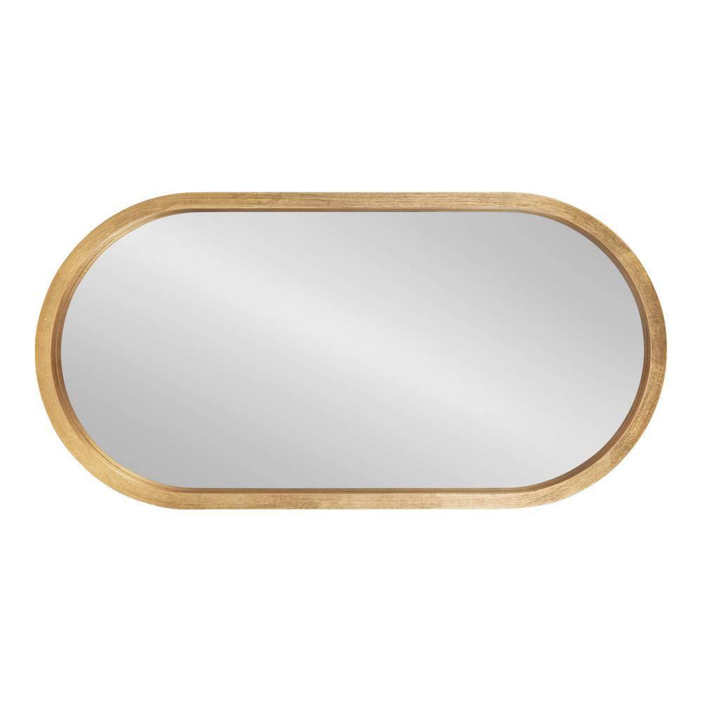 12" x 24" Travis Oval Wall Mirror Gold - Kate & Laurel All Things Decor: Modern MDF Frame, No Assembly Required
