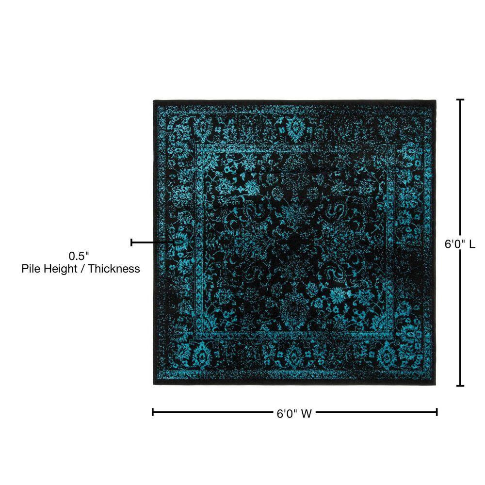 Adirondack ADR109 Machine Made Indoor Area Rug - Black/Teal - 6'x6' - Safavieh