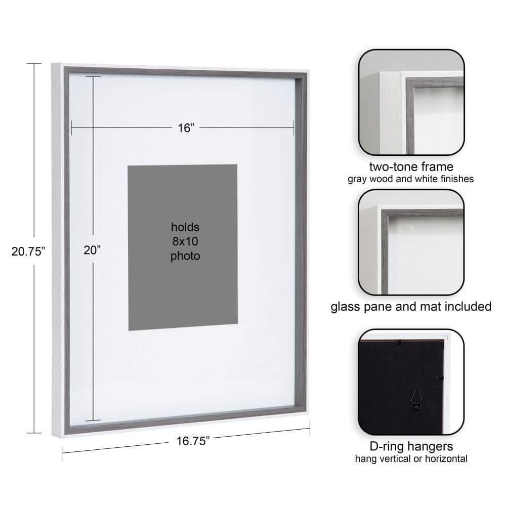 Kate & Laurel All Things Decor (Set of 3) 16"x20" Matted to 8"x10" Gibson Photo Frames Gray/White