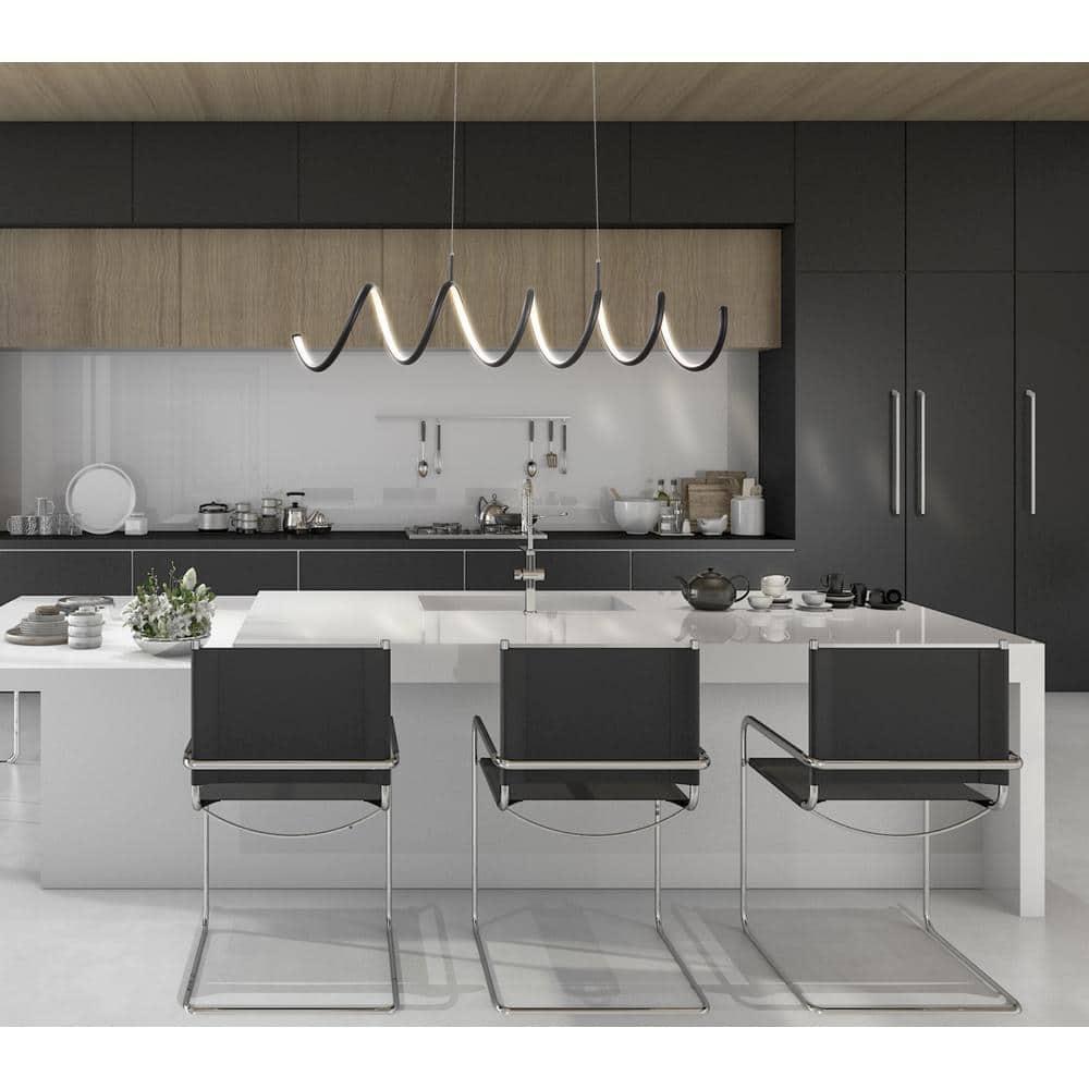 Ali 31" Dimmable Adjustable Integrated LED Metal Linear Pendant, Black