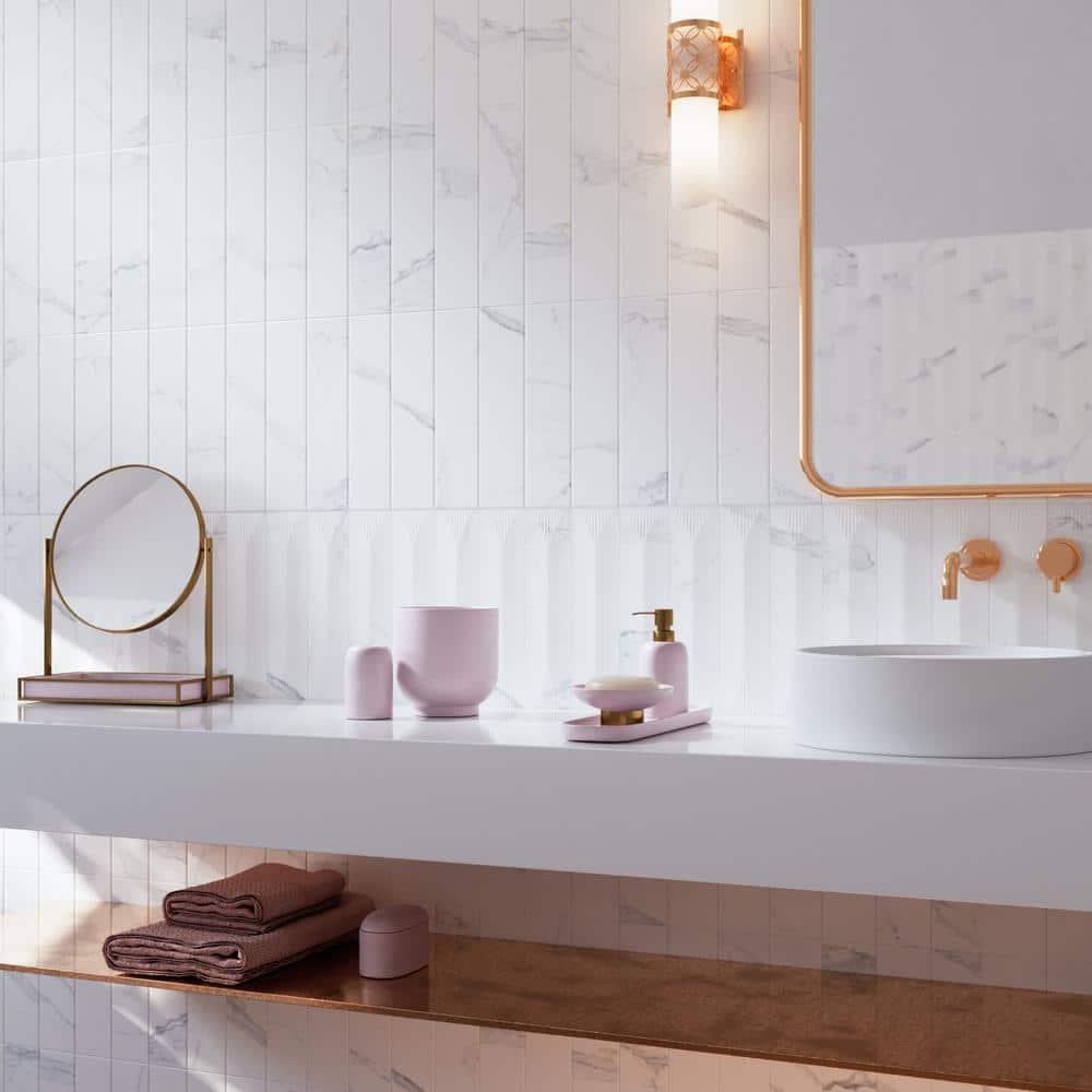 Supreme Tile Paloma Calacatta 2.95 in. X 11.81 in. Ceramic Subway Wall Tile