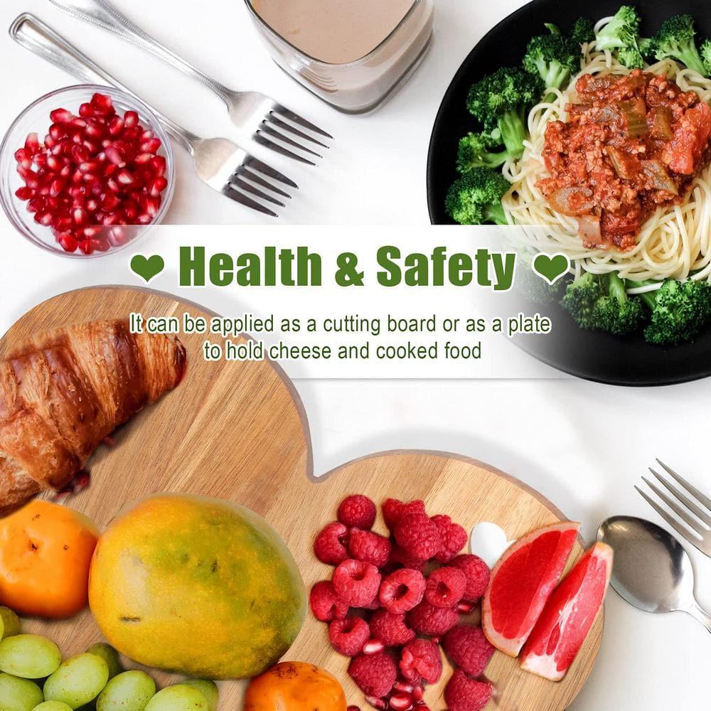 Dadiaei Valentine's Day Gifts Heart Shaped Cutting Board Acacia Wood Bread Cheese Serving Platter Serving Charcuterie Board for Meat Cheese and Vegetables(Heart Hole Style)