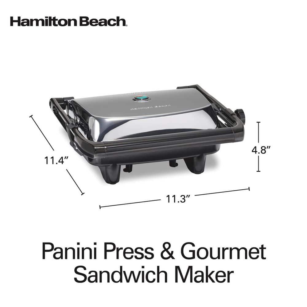 Hamilton Beach Panini Press & Gourmet Sandwich Maker, 10" x 8" Nonstick Grill Plates, 25460G