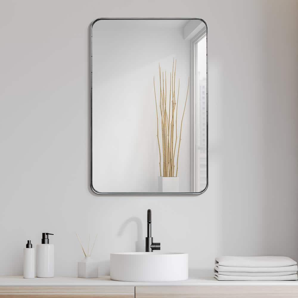 Empire Art Direct Ultra Stainless Steel Rectangular Wall Mirror Polished Silver 24" x 36" Silver