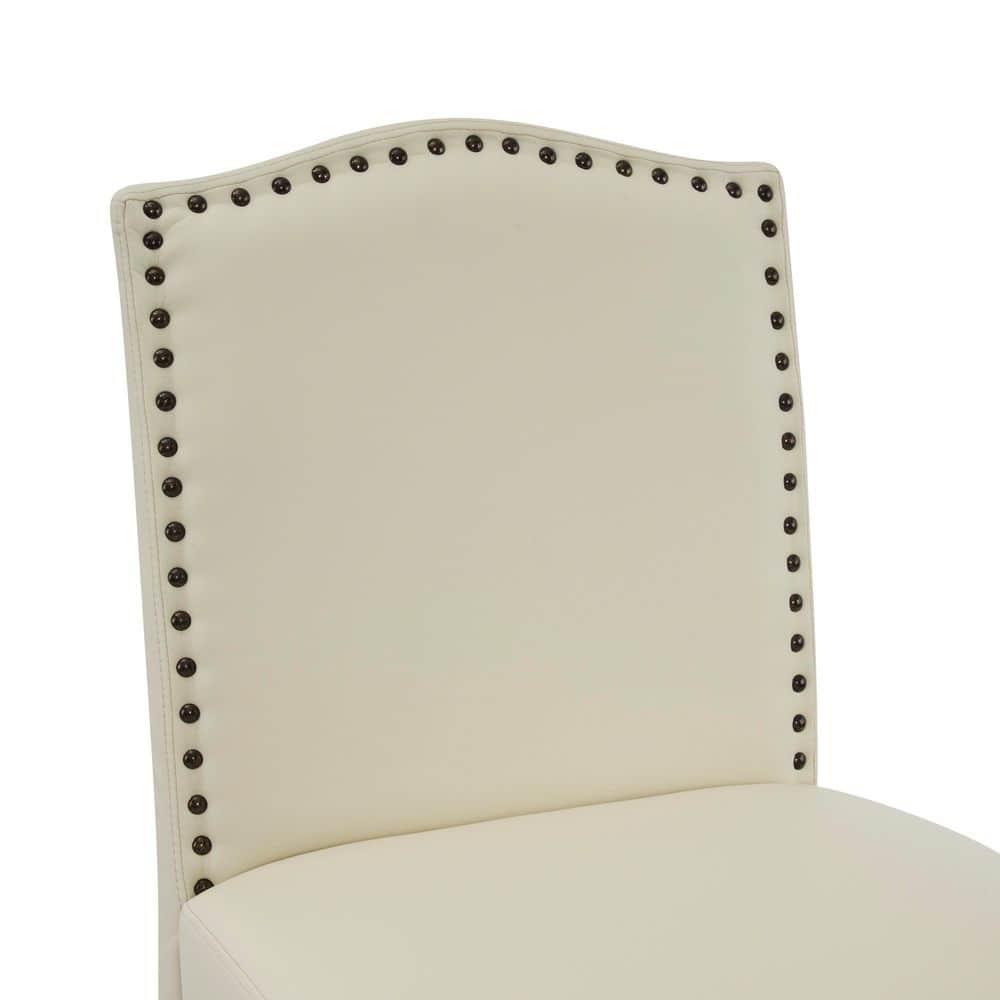 Christopher Knight Home Transitional 30.75" PU Upholstered Bar Stools with Solid Wood Frame, Beige, Set of 2