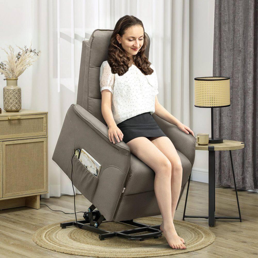 HOMCOM Power Lift Recliner Chair, Electric Reclining Chair with Remote, Side Pockets, Pocket Spring, Tufted Back, Quick Assembly, Coffee