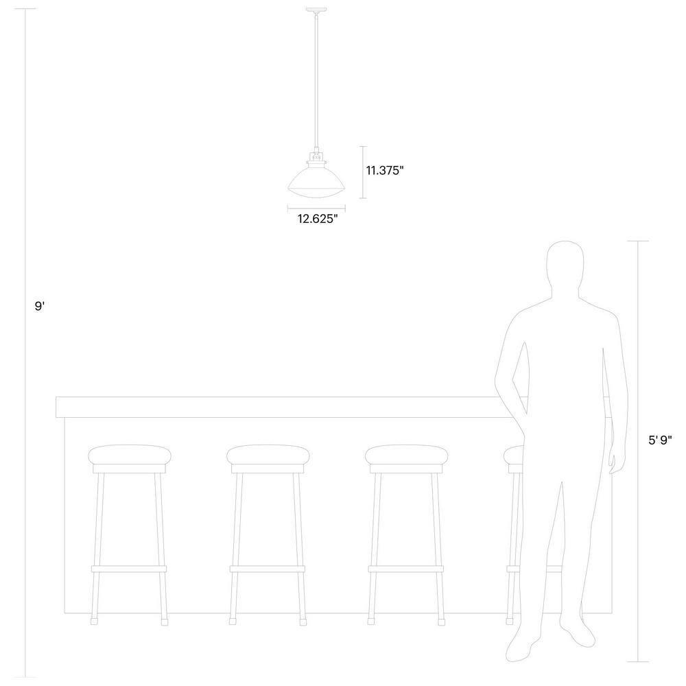 Generation Lighting Belton 1 -Light Brushed Nickel Transitional Seeded glass Dome Medium Hanging Pendant light