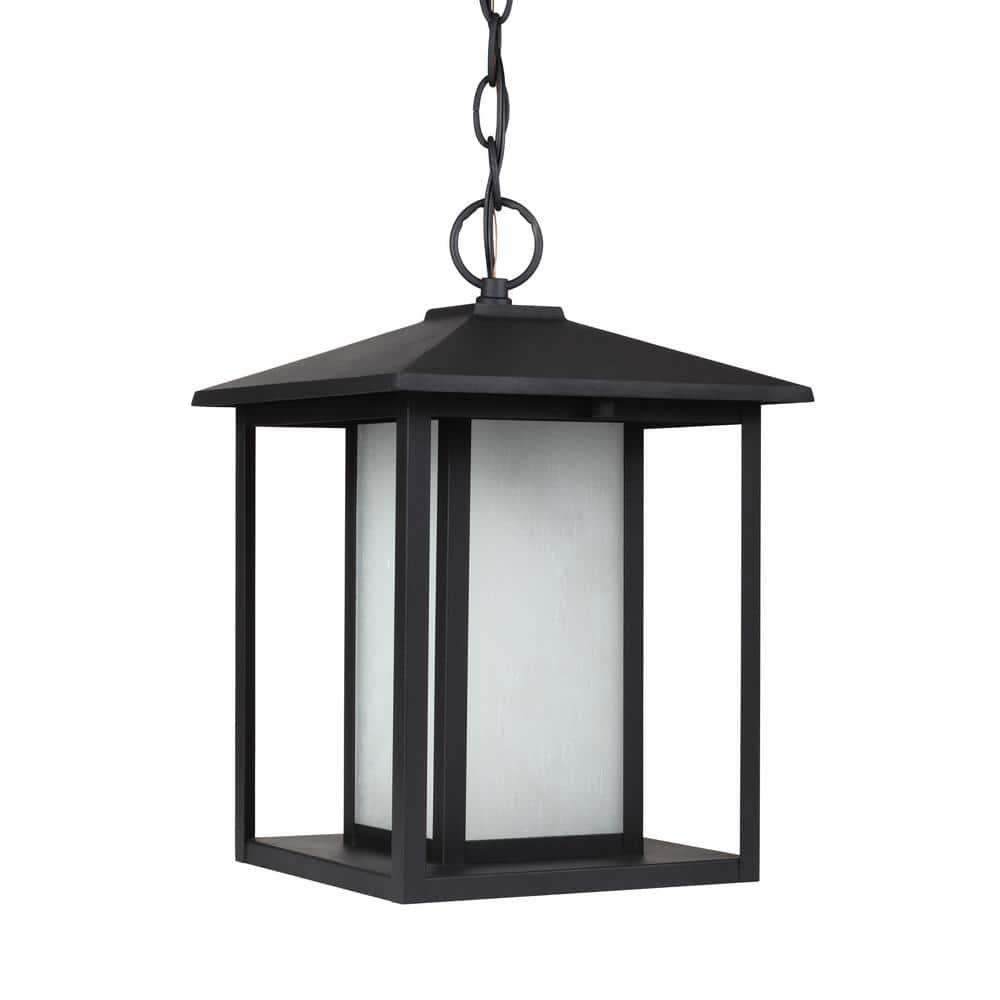 WAGEE Generation 69029-12 Transitional One Light Outdoor Pendant from Seagull-Hunnington Collection in Black Finish, 9.00 inches, 9 inch