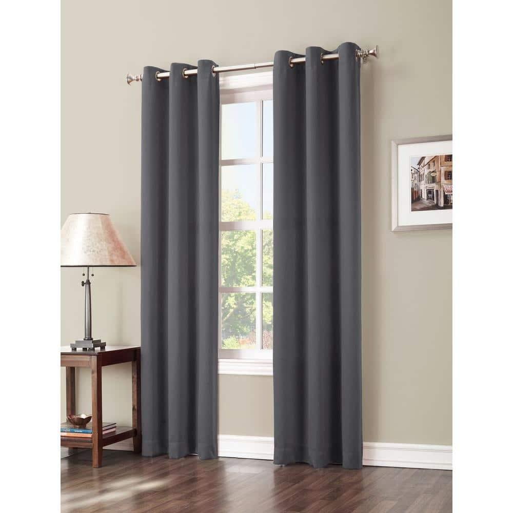 Sun Zero Nolan Energy Efficient Blackout Grommet Curtain Panel, 40"x63", Charcoal