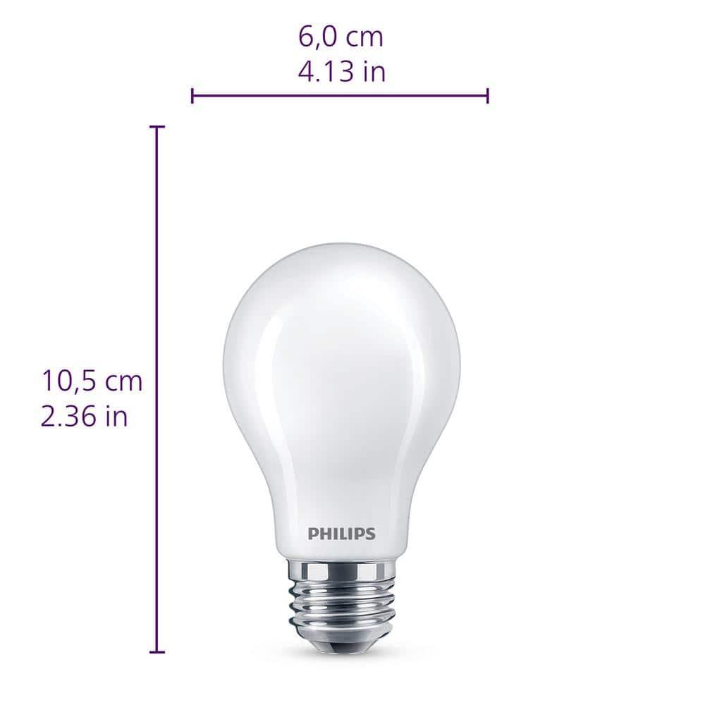 Philips UltraDef LED 60W Frosted Daylight A19 4P: Energy Star Certified Dimmable Light Bulbs, 800 Lumens, 13.7-Year Life