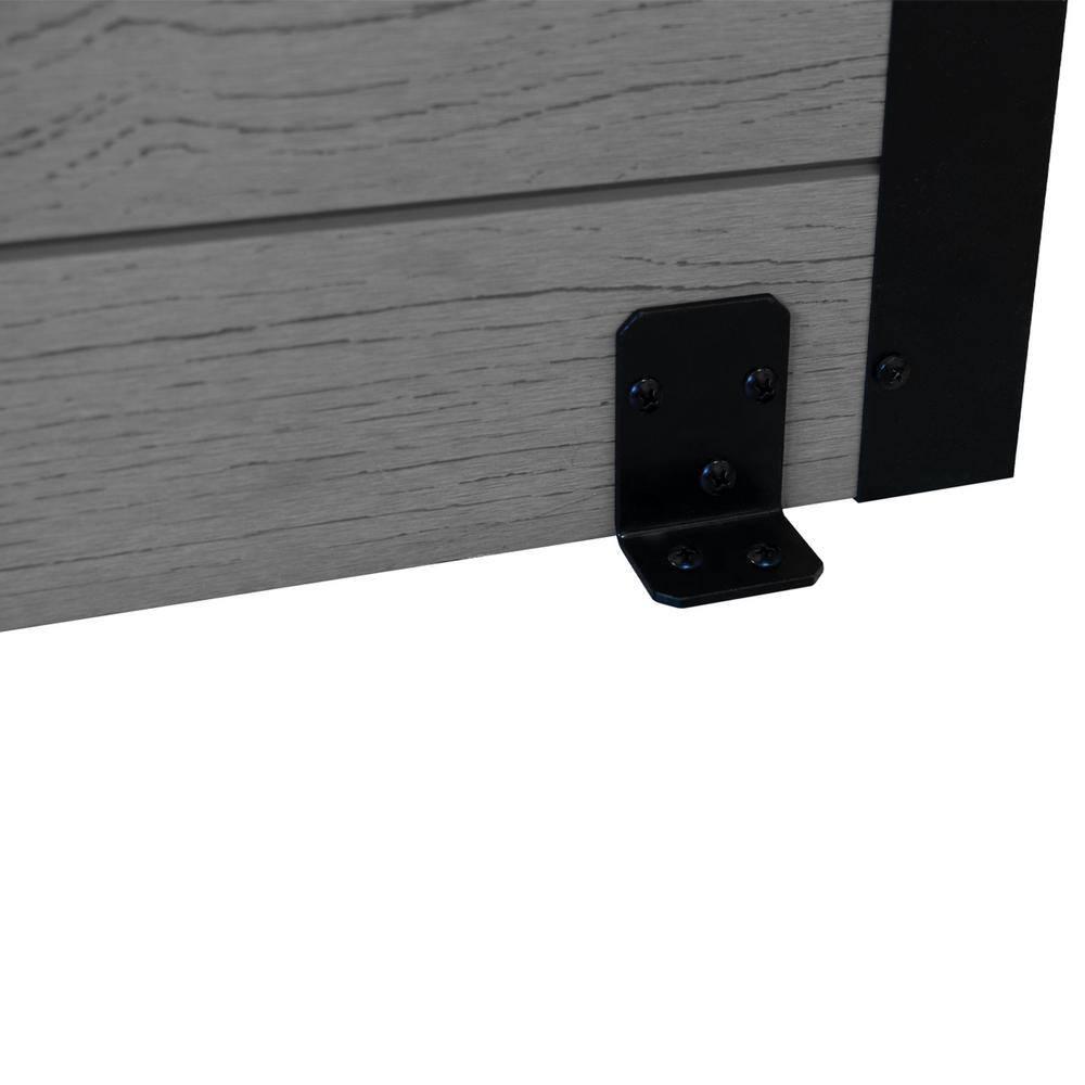 44in H x 46in W x 9.5in L (1 Screen w/ Planter) Freestanding Enclo Florence Ash Color Privacy Fence Screen with Planter Box, Outdoor Vinyl Privacy Screen Panel for Patio & Air Conditioner, EC18007