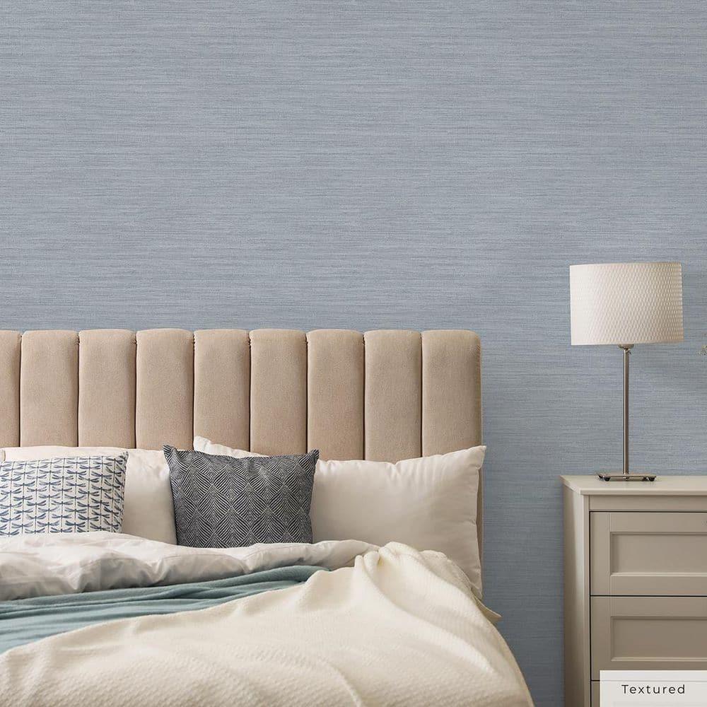 Tempaper & Co.® Faux Horizontal Grasscloth Removable Peel and Stick Wallpaper, Textured Blue, 28 sq. ft.: Vinyl, Prepasted, Abstract Pattern