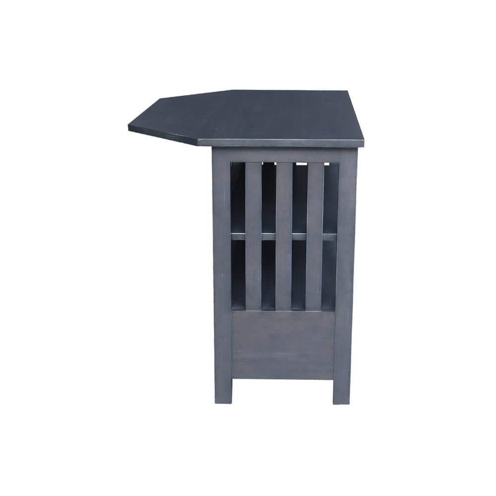 Solid Wood TV Stand with Shelves and Drawer in Heather Gray - 28.9"  Height