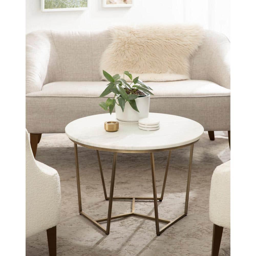 Kate and Laurel Solvay Round Metal Coffee Table, 26x26x18, Gold