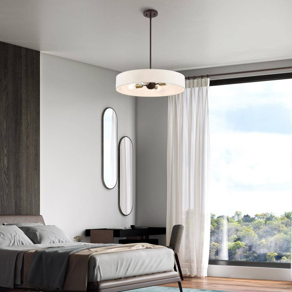 Venlo 4 Light Bronze with Antique Brass Accents Pendant