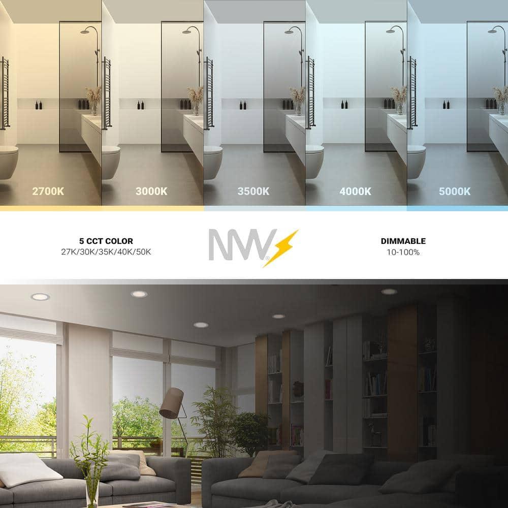 4 in. 2 HOUR Fire Rated Slim Canless LED Recessed Light 12W 5CCT 27K-50K Dimmable IC Rated 6PK