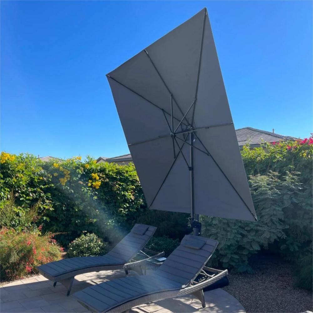 PURPLE LEAF 8 Feet Patio Umbrella Outdoor Cantilever Square Umbrella Aluminum Offset Umbrella with 360-degree Rotation for Garden Deck Pool Patio, Light Grey