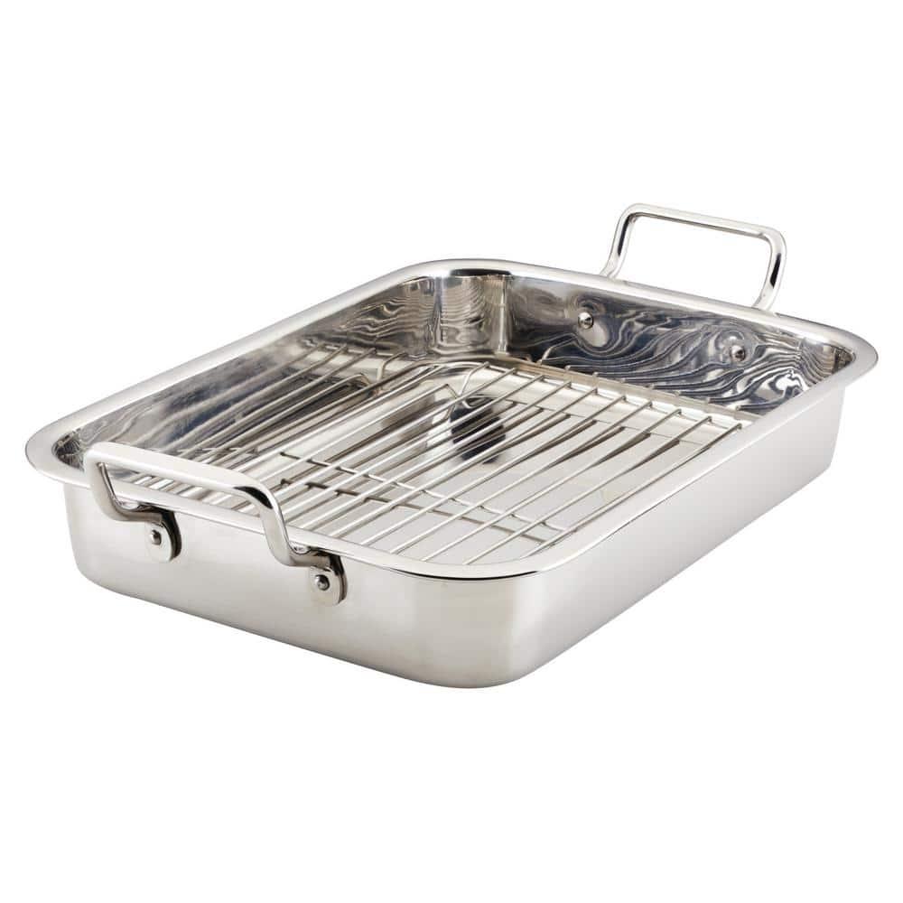 Farberware Farberware Classic Traditions Stainless Steel Roaster / Roasting Pan With Rack, 17-Inch X 12.25-Inch, Stainless Steel