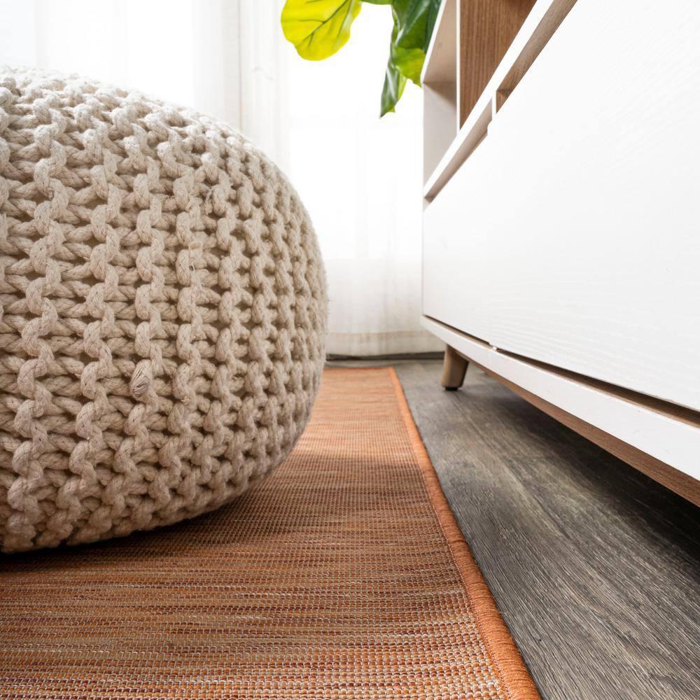 8'x10' Ethan Modern Flatweave Solid  Area Rug, Orange - JONATHAN Y
