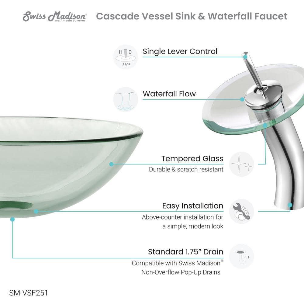 Cascade 16.5 Glass Vessel Sink with Faucet