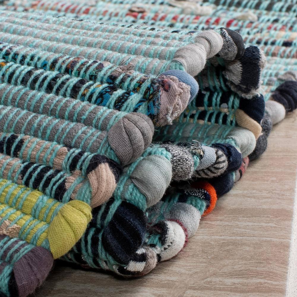 Rag Rug RAR127 Hand Woven Indoor Area Rug - 5'x8' - Turquoise/Multi - Safavieh