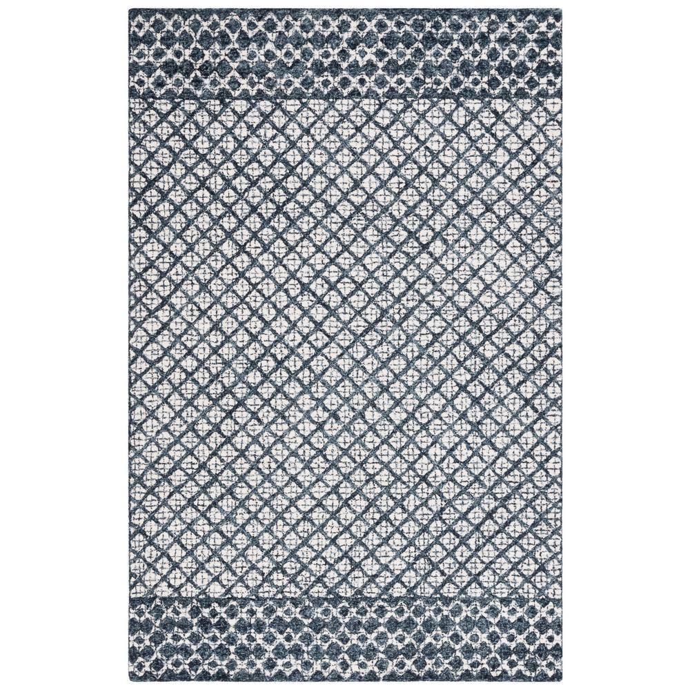 Abstract ABT203 Handmade Indoor Area Rug - Ivory/Navy - 6'x9' - Safavieh