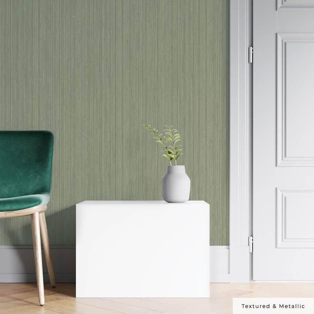 Tempaper & Co. 28 sq ft Faux Grasscloth Removable Peel and Stick Wallpaper Textured Sage : Vinyl, Self-Adhesive, Wood Grain Design