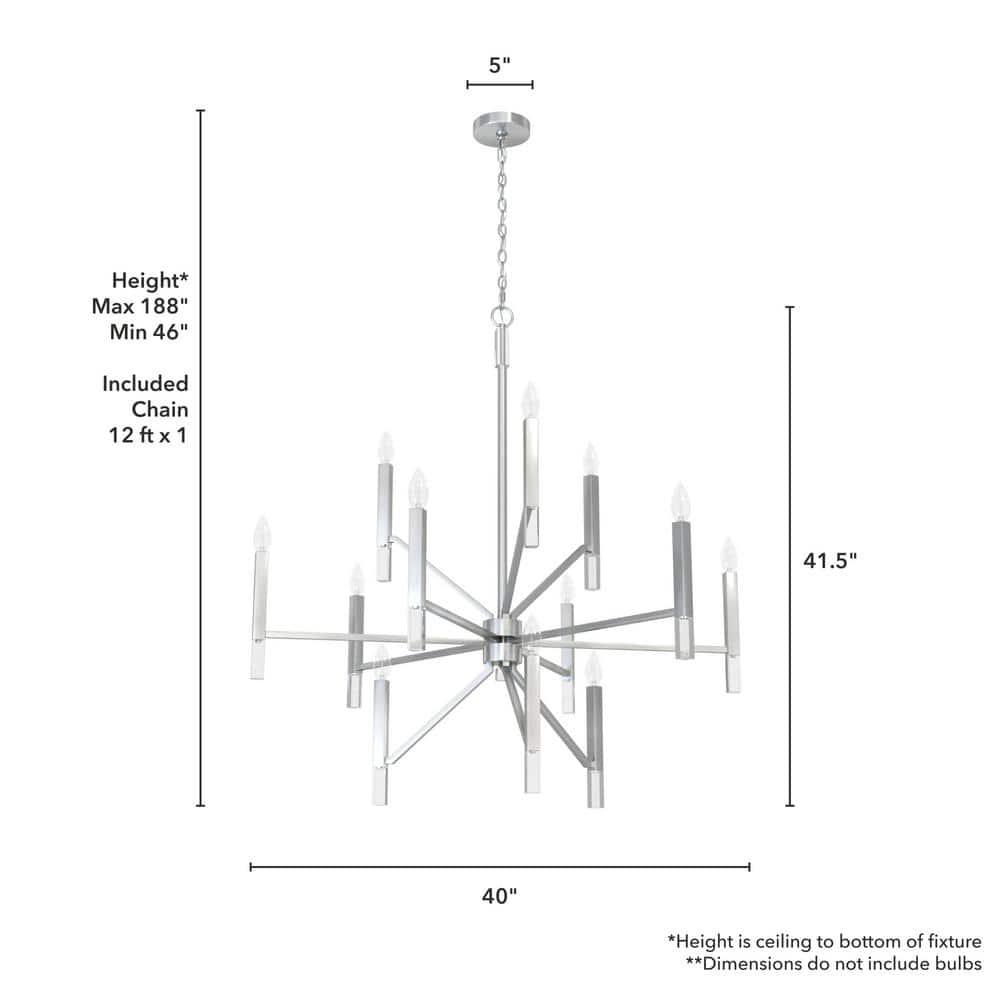 Sunjai 12 Light 3-Tier Sputnik Modern Linear Chandelier