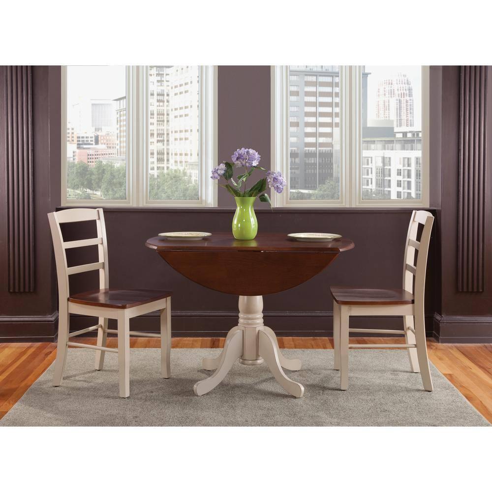 Set of 2 Madrid Ladderback Chairs Antiqued Almond/Espresso - International Concepts: Solid Wood, Unupholstered, Spot Clean