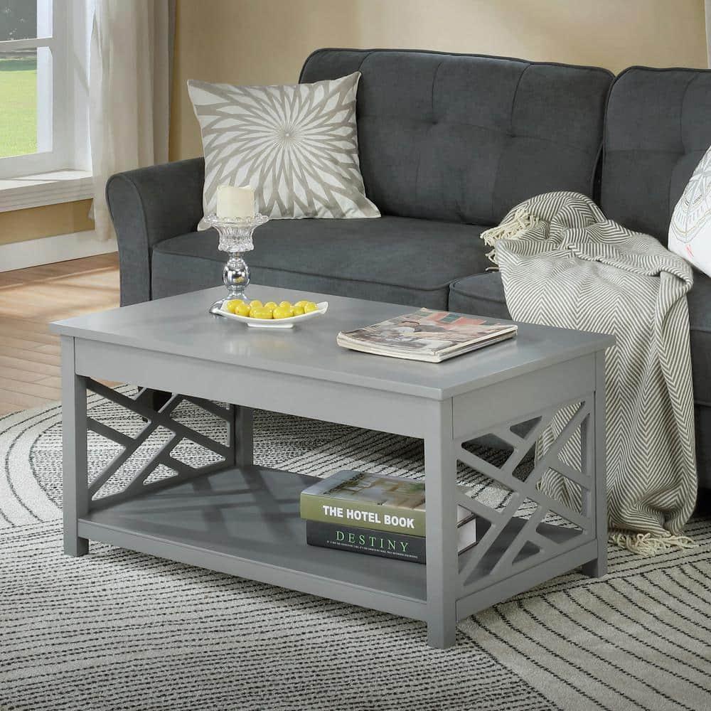 Alaterre Furniture Coventry 36 in. Coffee Table and End Tables Set of 3, Living Room Furniture Collection with Storage, Gray
