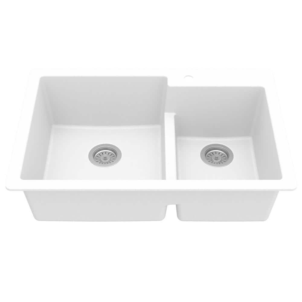 Karran Quartz 33'' X 22'' 60/40 Double Bowl Drop-in Kitchen Sink