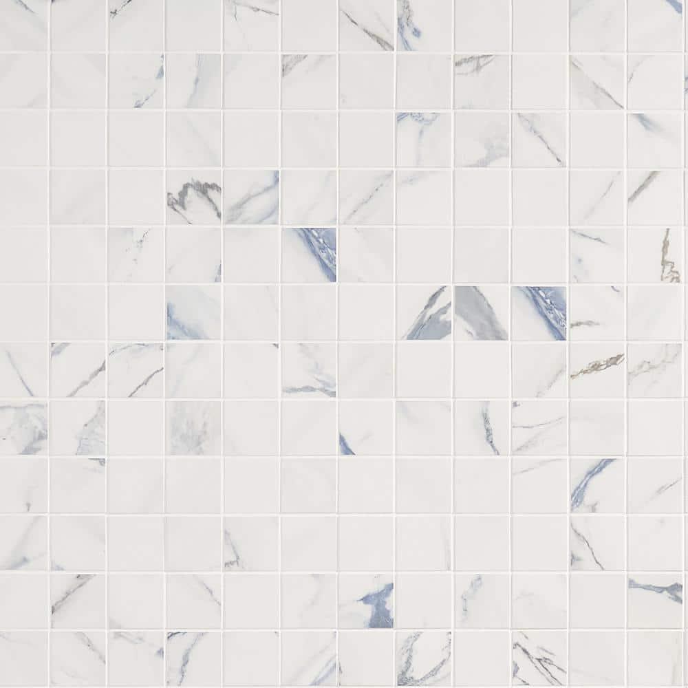 Calacatta Indigo 2" x 2" Porcelain Grid Mosaic Wall & Floor Tile