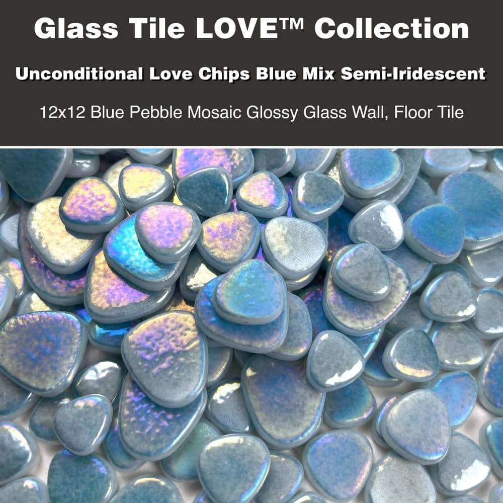 Glass Tile Love 12x12 Pebble Mosaic 10.76 sqft/case, Ideal for Kitchen Backsplash Bathroom Pool Tile