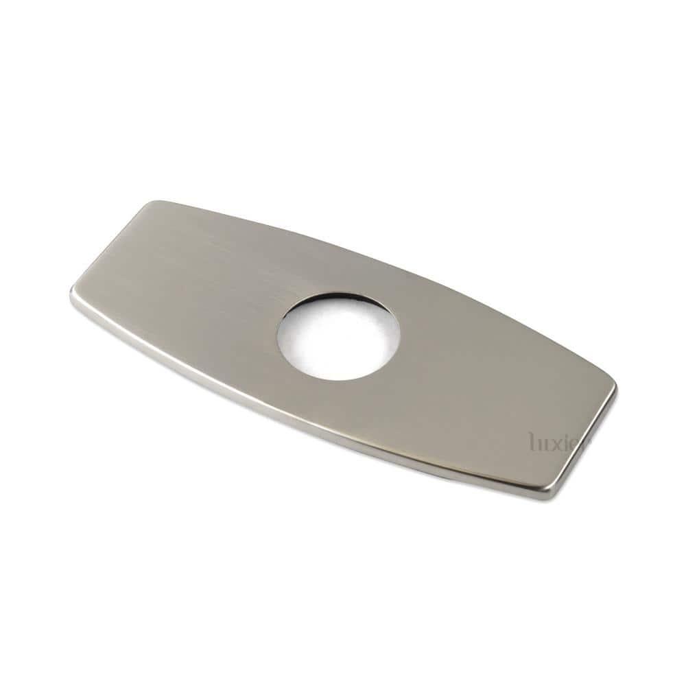 BWE 6.3 Inch Sink Hole Cover Bathroom Vessel Vanity Sink Faucet Rectangle Cover Deck Plate for 1 Or 3 Hole Escutcheon Brushed Nickel