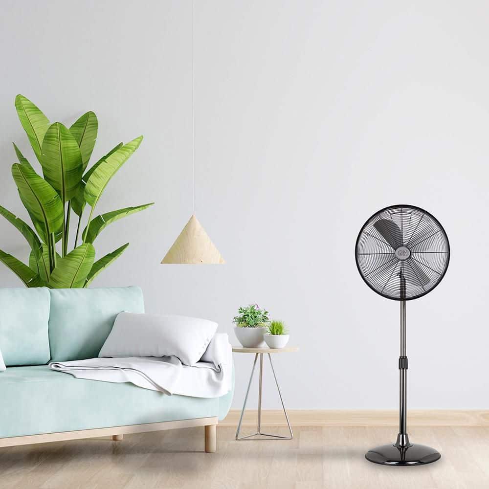 Good Housekeeping All-Metal 3-Speed 16" Oscillating Conference Room Pedestal Fan with Telescopic Height Adjustment (Multiple Finishes Available)