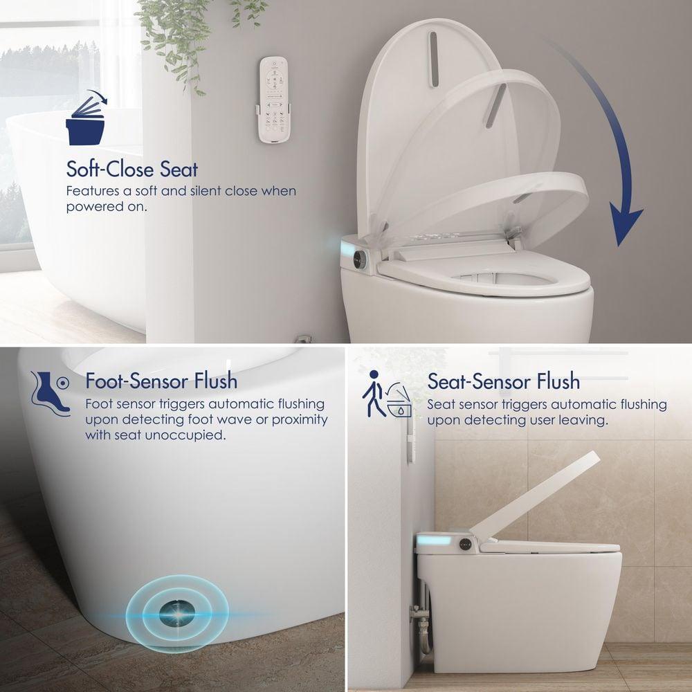 Eridanus White Vitreous China Smart Bidet Toilet with Heated Seat and Remote Control