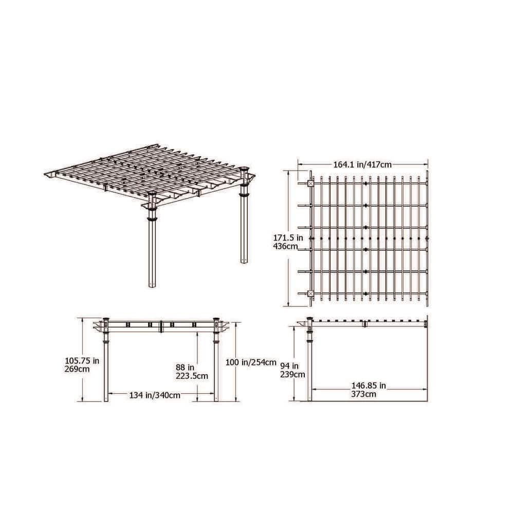 Vita 12' x 12' Freemont White Vinyl Pergola, VA42044