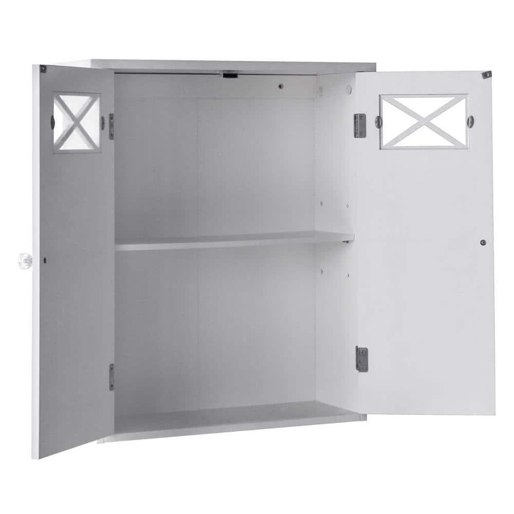 Dawson Two Doors Wall Cabinet White - Elegant Home Fashions: Traditional Style, Semi-Gloss Finish, Bathroom Storage