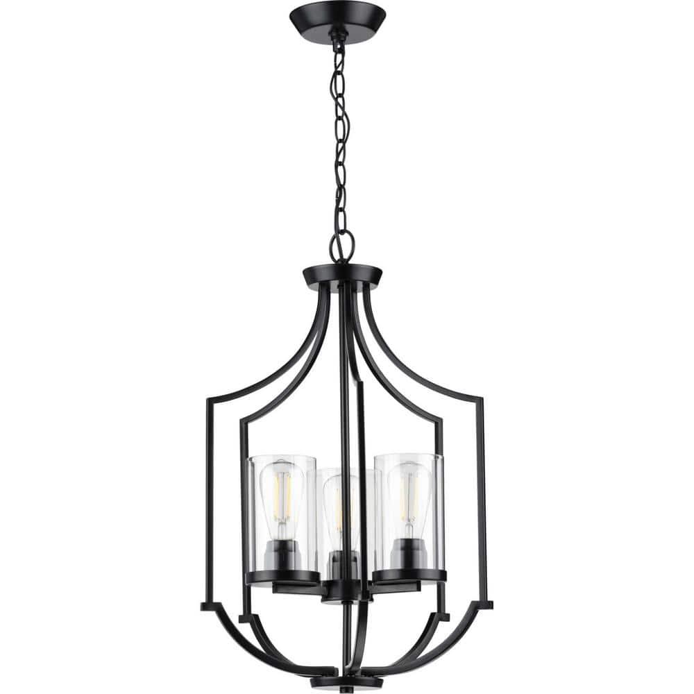 Progress Lighting, Lassiter Collection, 3-Light Foyer, Brushed Nickel, Clear Glass Shades